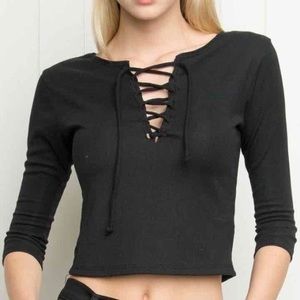 Ribbed lace up top